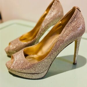 Michael Kors Erika Glitter Peep-Toe Pumps